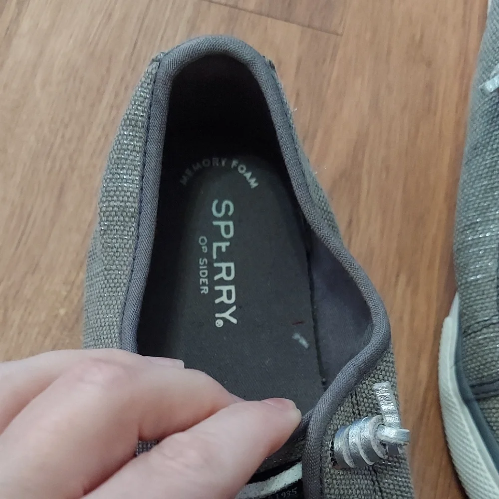Sperry Gray Canvas Sneakers. Well Loved - Picture 2 of 3